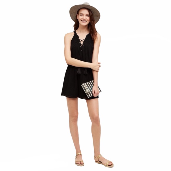 ANTHROPOLOGIE Chloe Oliver Amoret Black Sleeveless Romper Size Medium - Picture 8 of 9